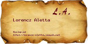 Lorencz Aletta névjegykártya
